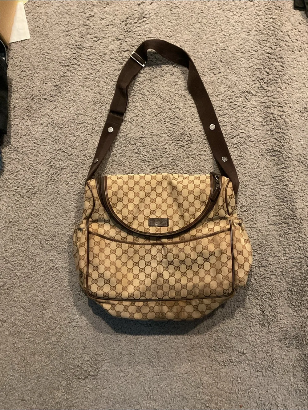 Gucci Vintage Monogram Diaper Messenger Laptop Bag Shoulder Crossbody Purse